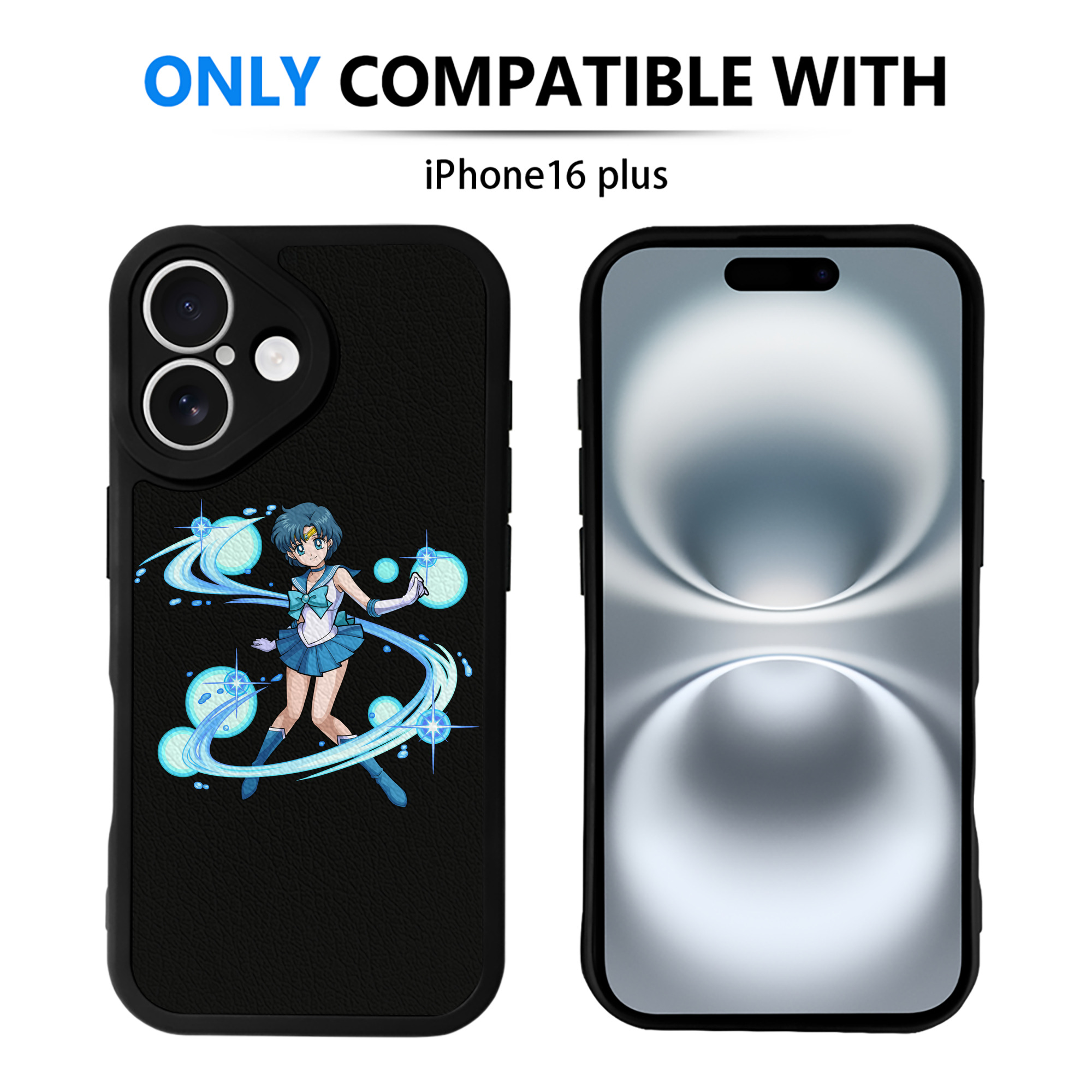 （画像用） 美少女戦士セーラームーン 水野 亜美 みずの あみ Sailor Moon Mizuno Ami 【iPhone 16シリーズ対応】シリコンスマホケース（レザー調） 材質：シリコン